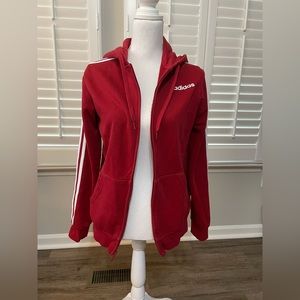 Womens burgandy Adidas Hoodie Track Jacket